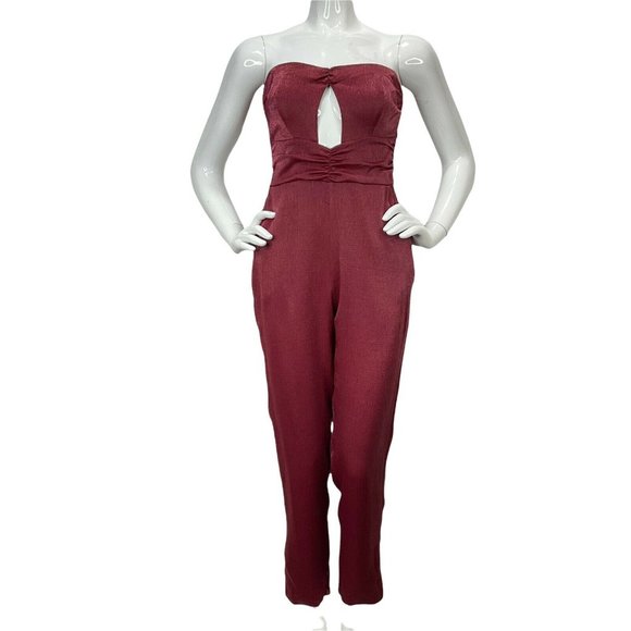 House of Harlow Jumpsuit Women Size S Red Revolve Strappless Shimmer Nwt $228